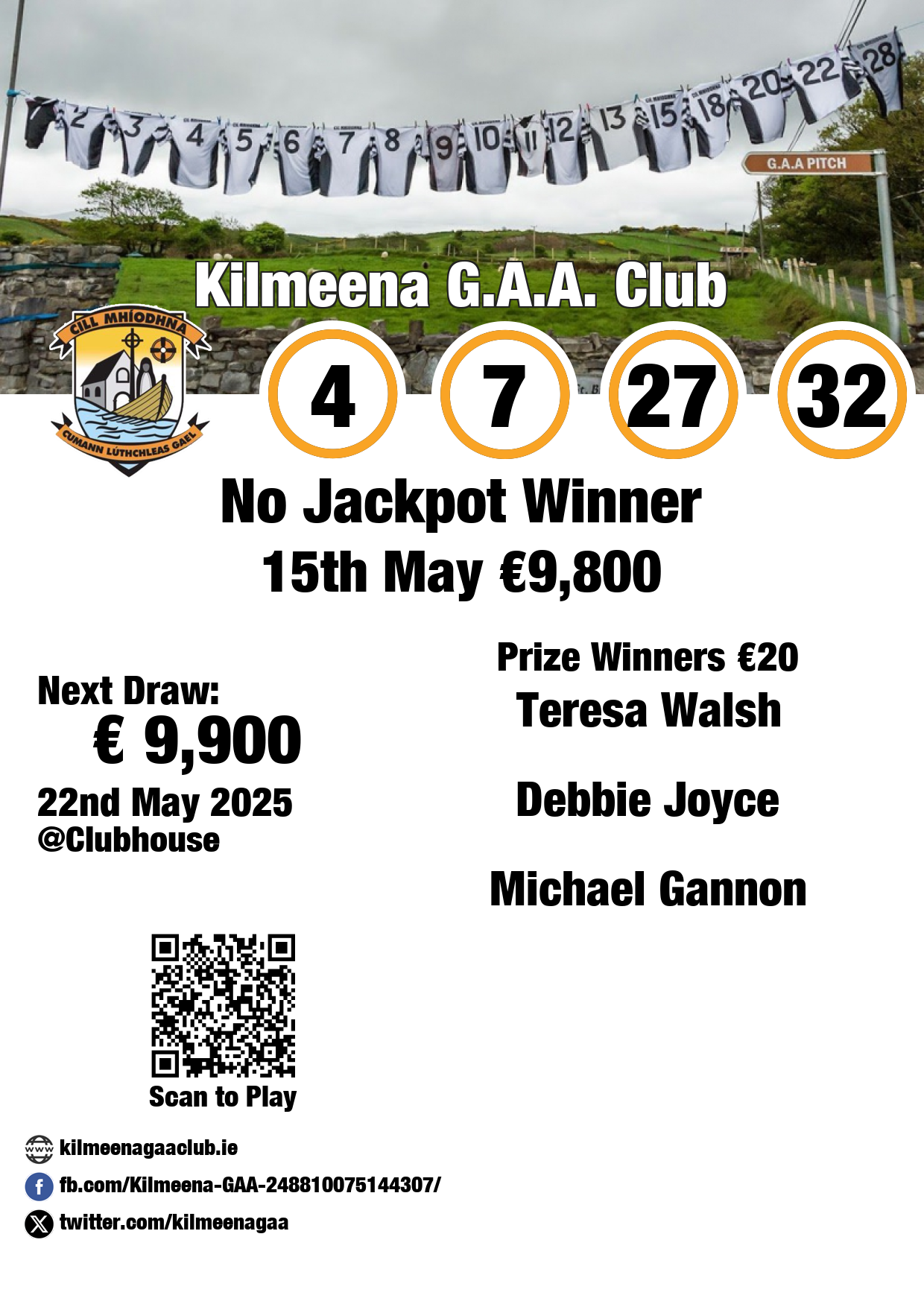 KilmeenaGAA Draw Results:15th May 2025